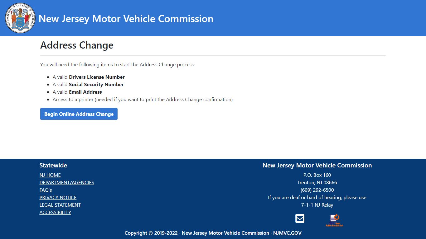 New Jersey Motor Vehicle Commission - Online Services